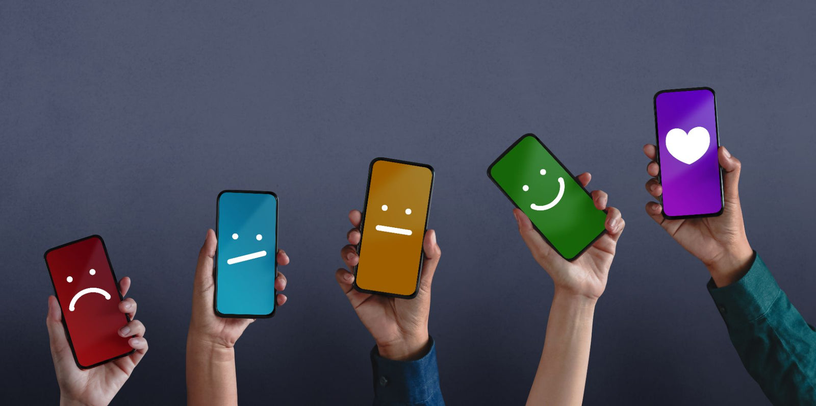 Phones showing different user experiences.