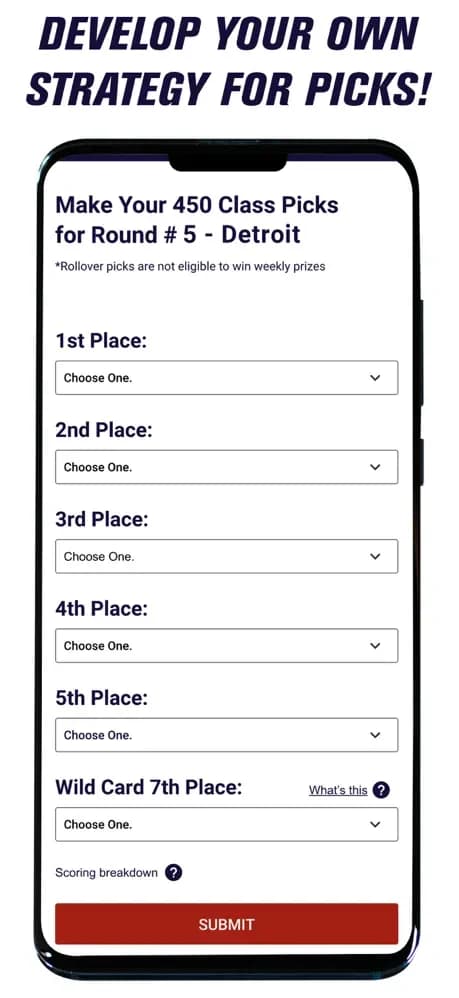 RMFantasy official screenshot showing rider selections for a race round.