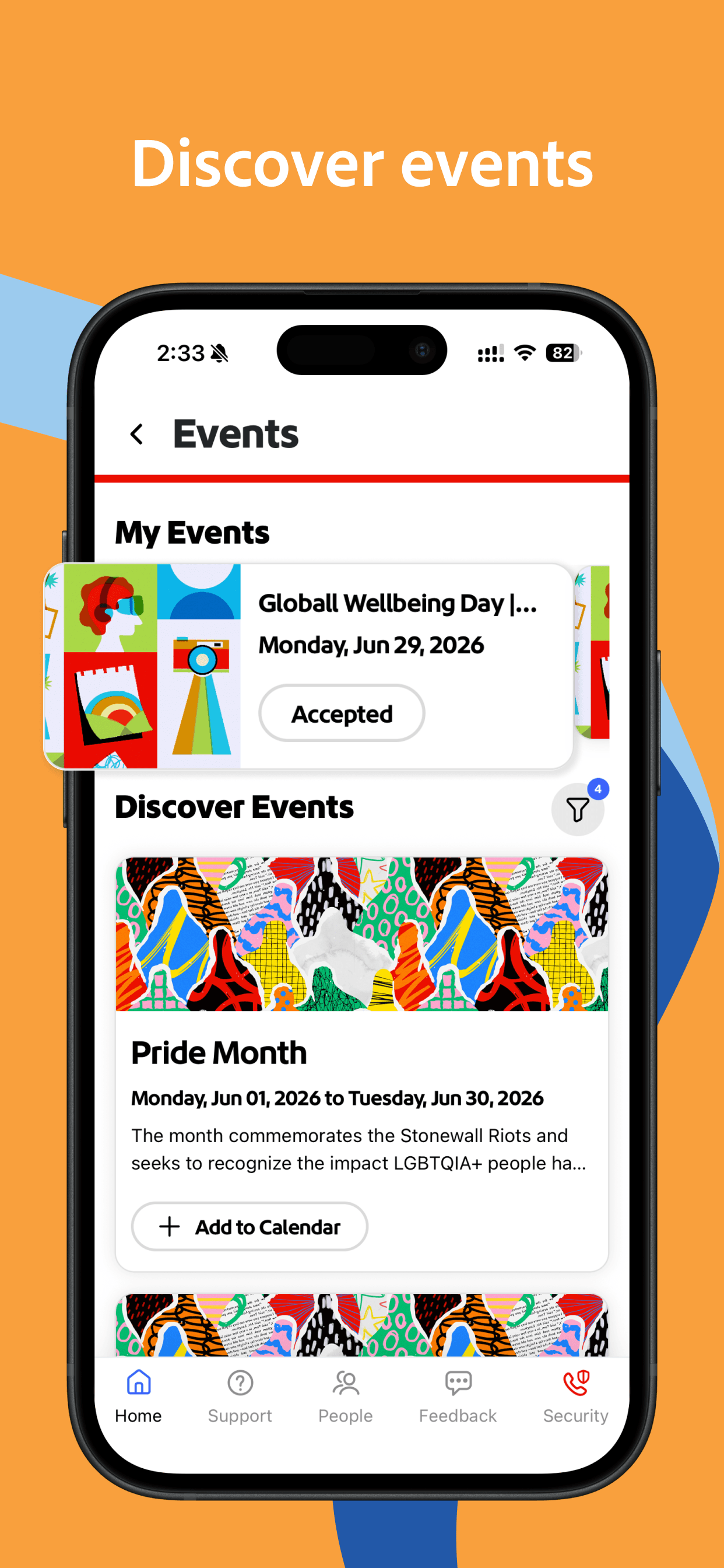 Complete Adobe Life App Store artwork showing the events screen